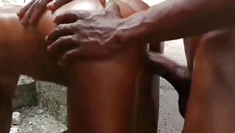 Ebony big ass and big black cock fuck in homemade 3d vid