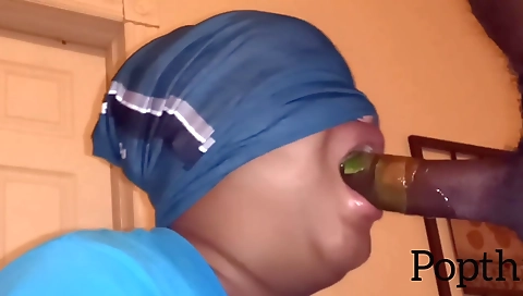 Ebony girl in sexy lingerie deepthroats big black cock