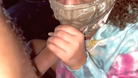 Ebony teen gets fucked by a big black cock outdoors