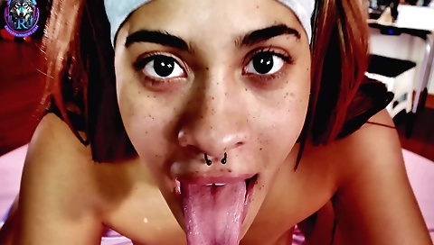 Brunette teen fucked in doggy and spooning positions