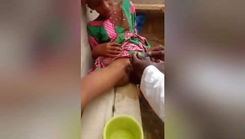 Ebony step daughter shaving her young daughter's pussy