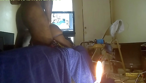 Skinny ebony milf in sexy lingerie fucks a big cock