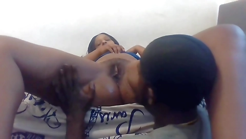 Ebony brunette in a sexy lingerie 1st and second time