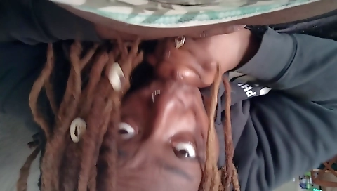 Mature ebony girl in a sexy dress fucks her boyfriend