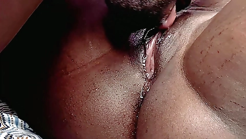 Big ass ebony milf sucking on her man's cock in the pov