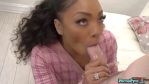 Realtor fucking a huge white dick in a hot interracial video