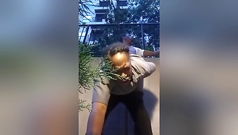 Black teen gets fucked by a security guard in the office