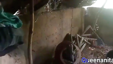 Ebony girl with big ass gets caught fucking with a guy