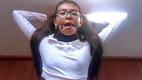 Amature bondage fetish with a 10yo ebony teen and a pair of gags