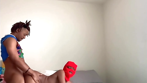 Ebony teen gets cum in mouth and pussy in amateur porn