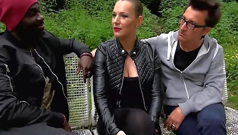 Ebony babe with a big ass gets a creampie and creampie