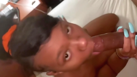 Ebony stripper deepthroat and blowjob with a big cock