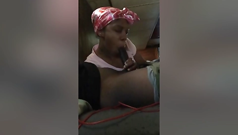 Ebony wife gets on the car and rides on her husband