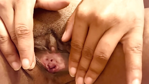 Ebony beauty takes off her sexy top and moans while getting cum