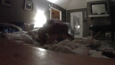 Muscular man fucking his ebony chick in the living room