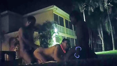 Tattooed milf enjoys a threesome with a brunette and blonde