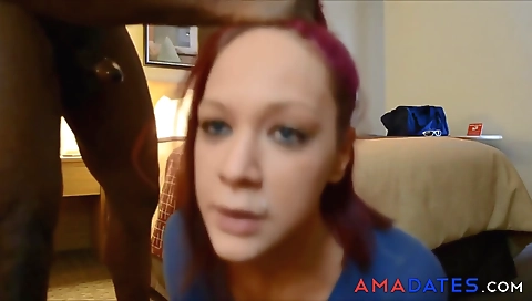 Redheaded ebony gets her pussy licked by her partner