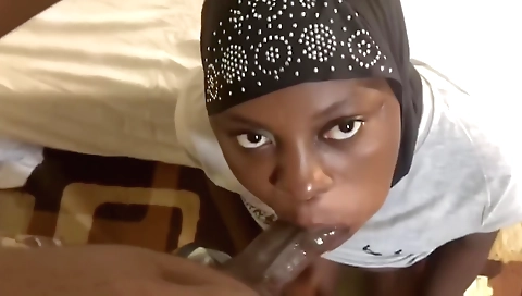 Ebony slut gets fucked in the kitchen by a big dick