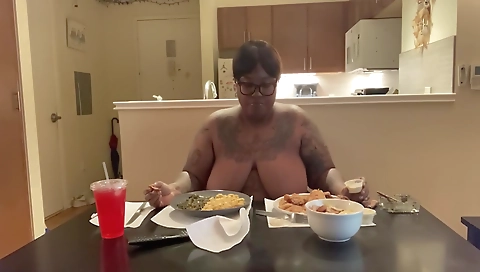 My ebony lady's tits are really big in this solo porn