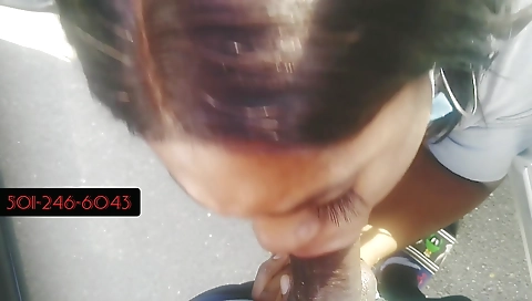 Amateur ebony woman sucks a big dick in a parking lot