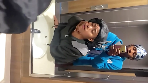 Amateur black chick gets a creampie in the public webcam