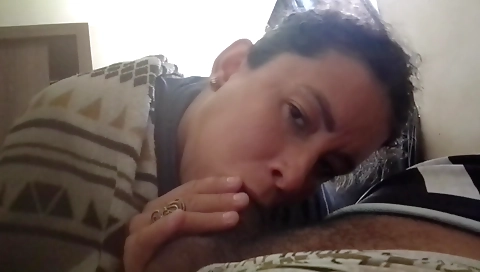 Hairy blonde pornstar giving a blowjob at home video 2