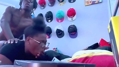 Ebony babe with huge tits gets fucked by a black dick