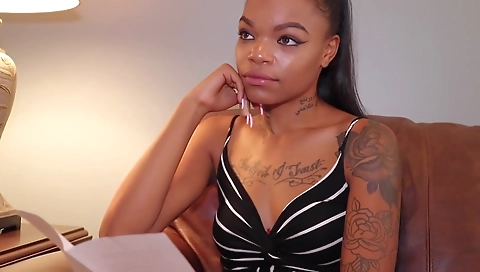 Blonde brunette with a tattooed ass has a dick in her anal