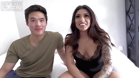 Hot amateur sex with a kinky redhead and a black guy