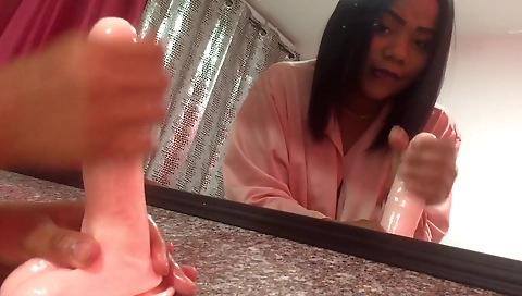 Amateur ebony latina masturbates with toy on camera